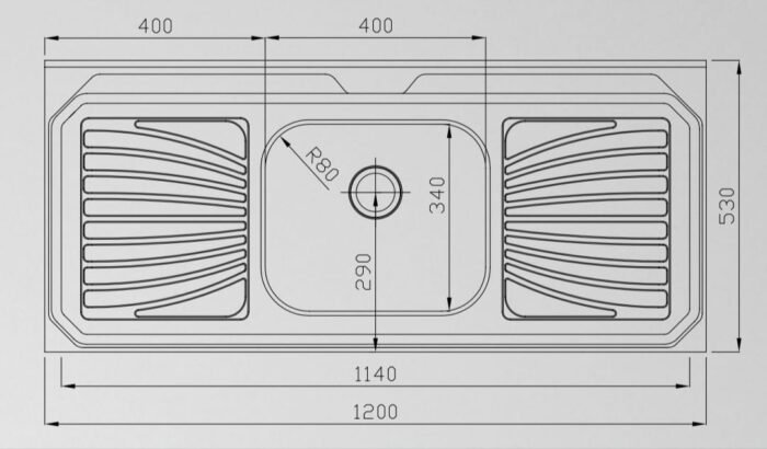 Cuba Pia Inox 120cm com válvula - Imagem 3