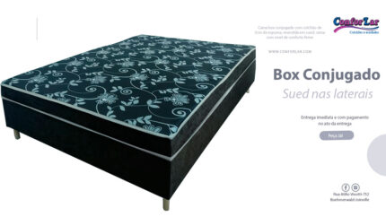 Cama Box Conjugado com colchão de espuma de 5cm