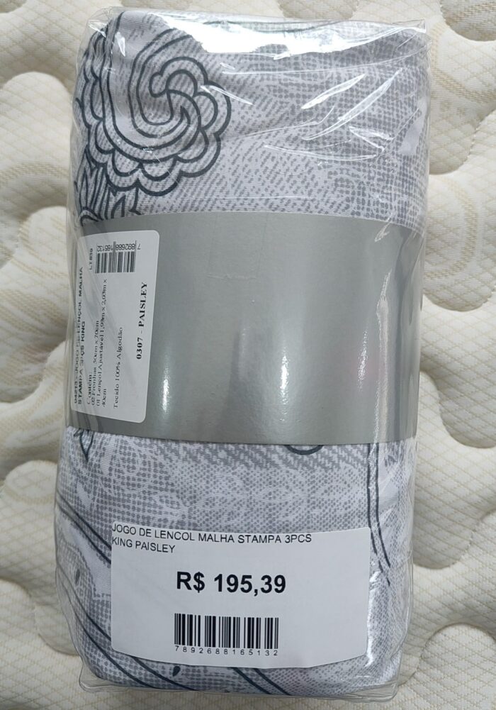 JOGO DE LENCOL MALHA STAMPA 3PCS KING PAISLEY - Imagem 2